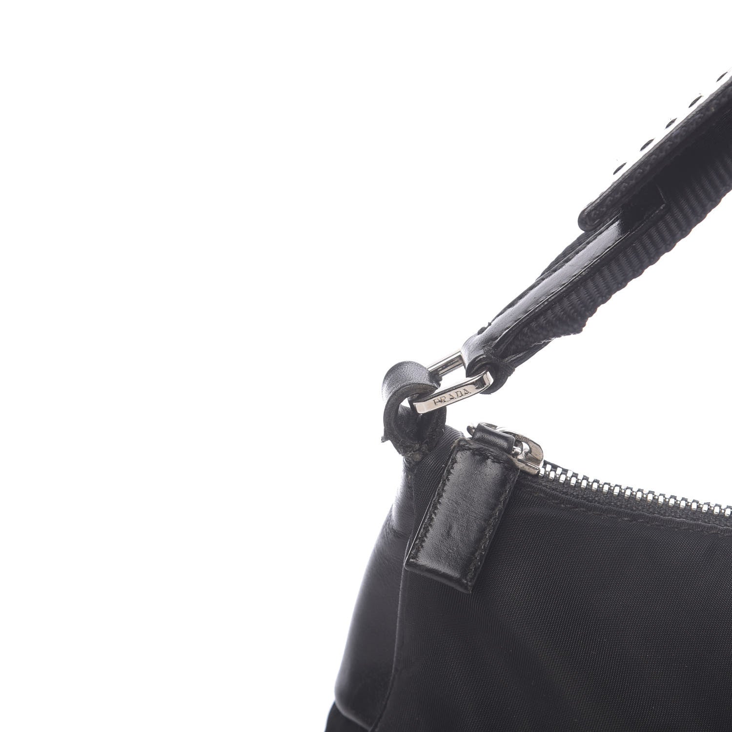 Prada Tessuto Nylon Soft Calf Shoulder Bag Black 8 of 13