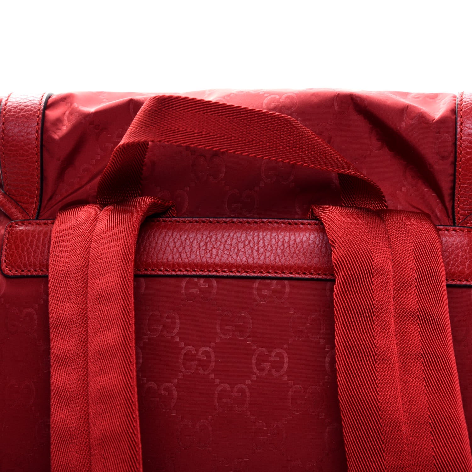 Gucci Nylon Monogram Dollar Calfskin Medium Light Double Buckle Backpack Vibrant Red 18 of 18