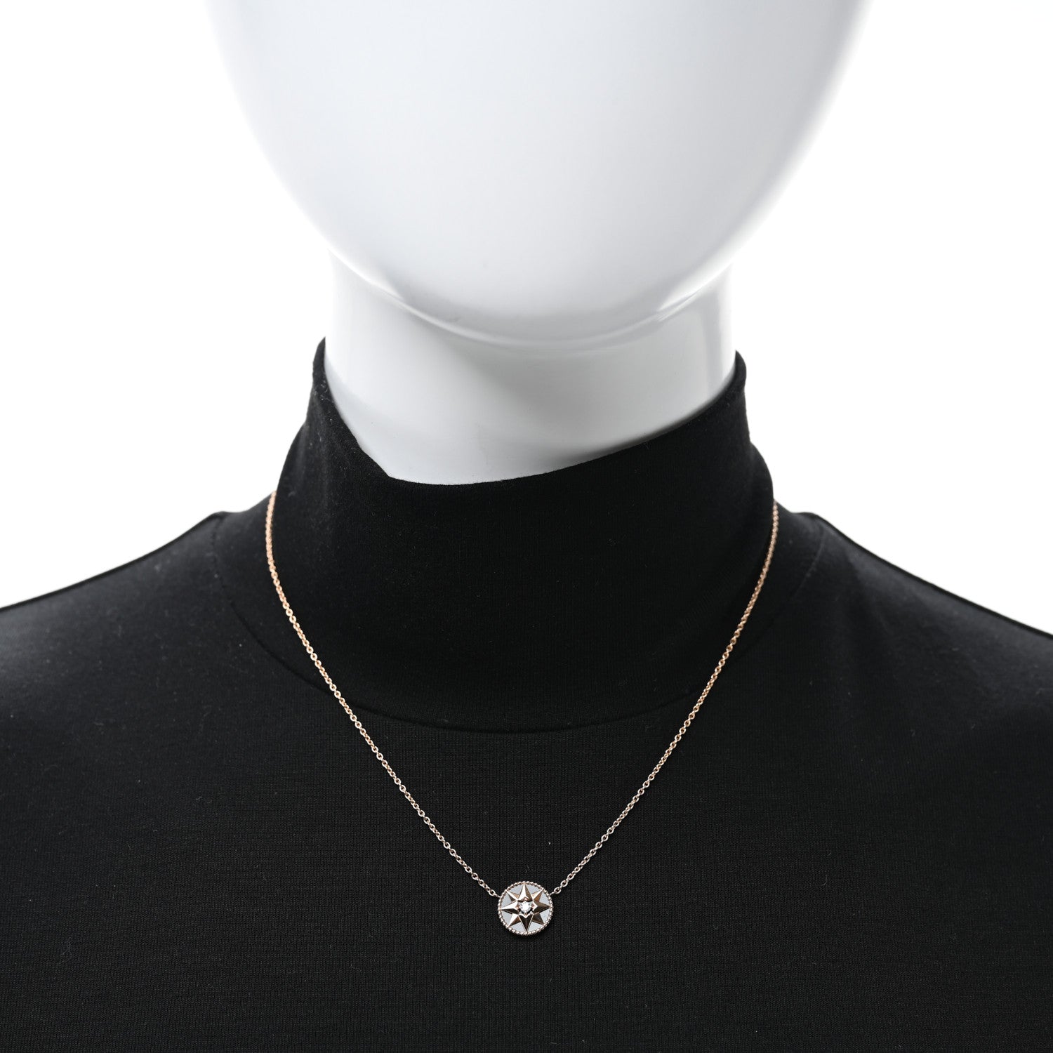 Christian Dior 18K Rose Gold Diamond Black Onyx Rose Des Vents Necklace 3 of 5