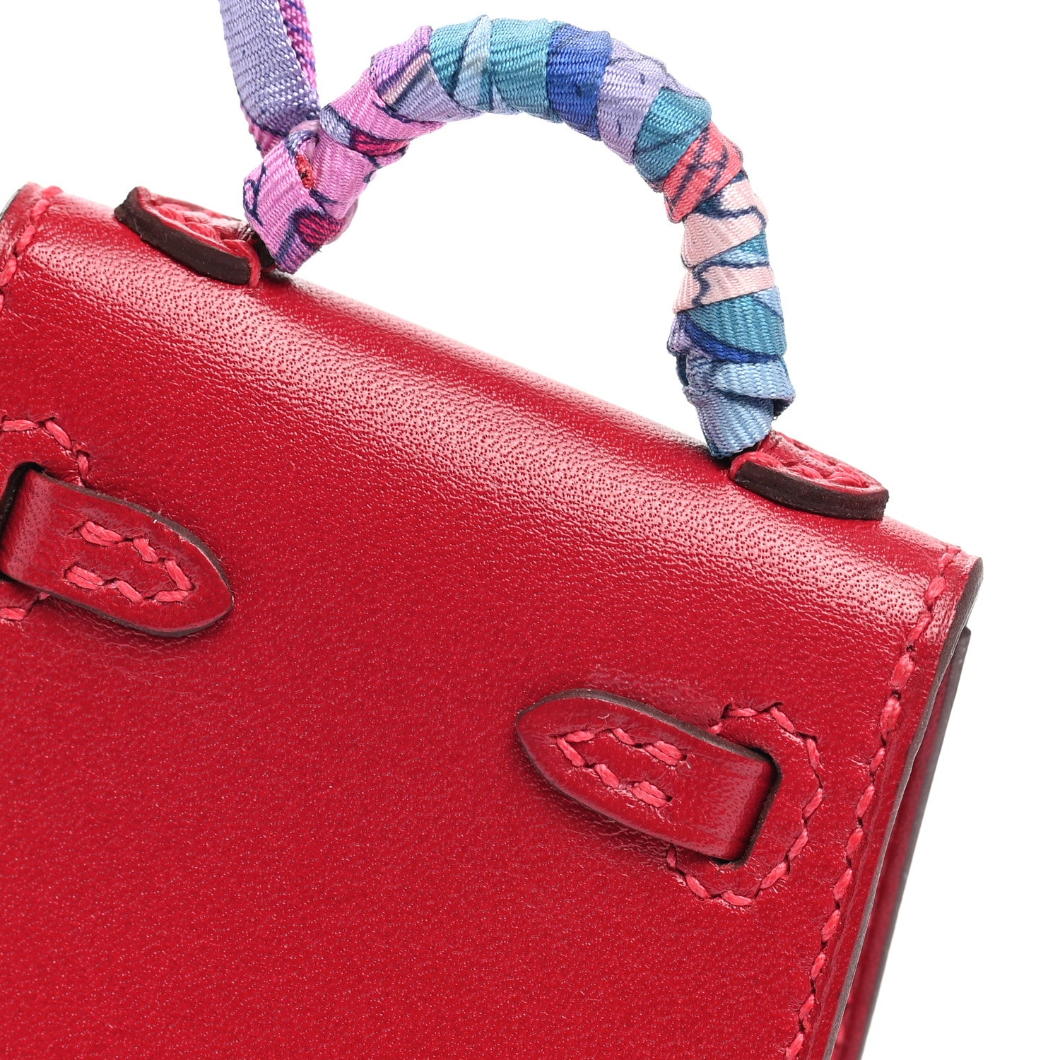 Hermes Tadelakt Mini Kelly Twilly Bag Charm Rouge Vif 6 of 7
