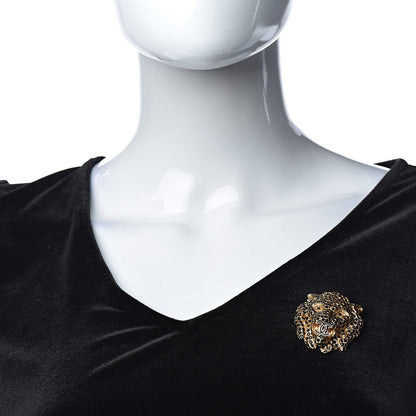 Chanel Crystal CC Lion Brooch Gold 2 of 5