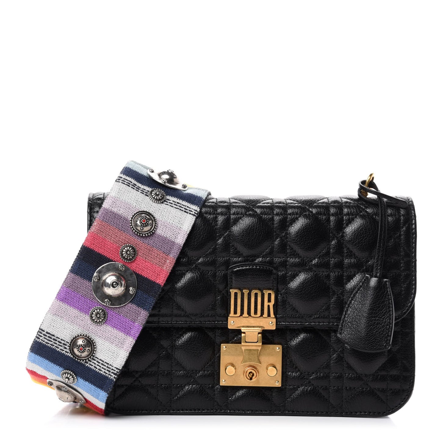 Lambskin Cannage Large Dioraddict Flap J’Adior Strap Black