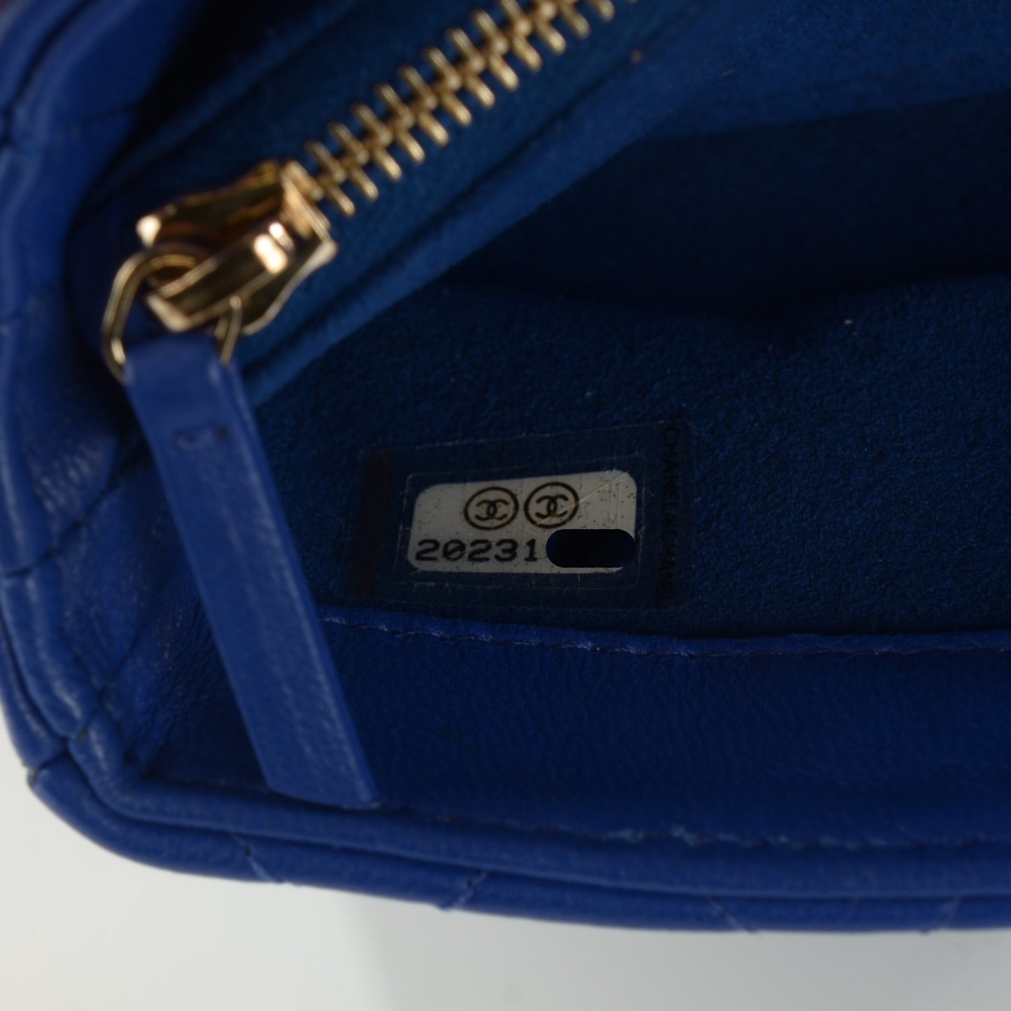 Lambskin Quilted Mini Phone Holder Clutch Dark Blue
