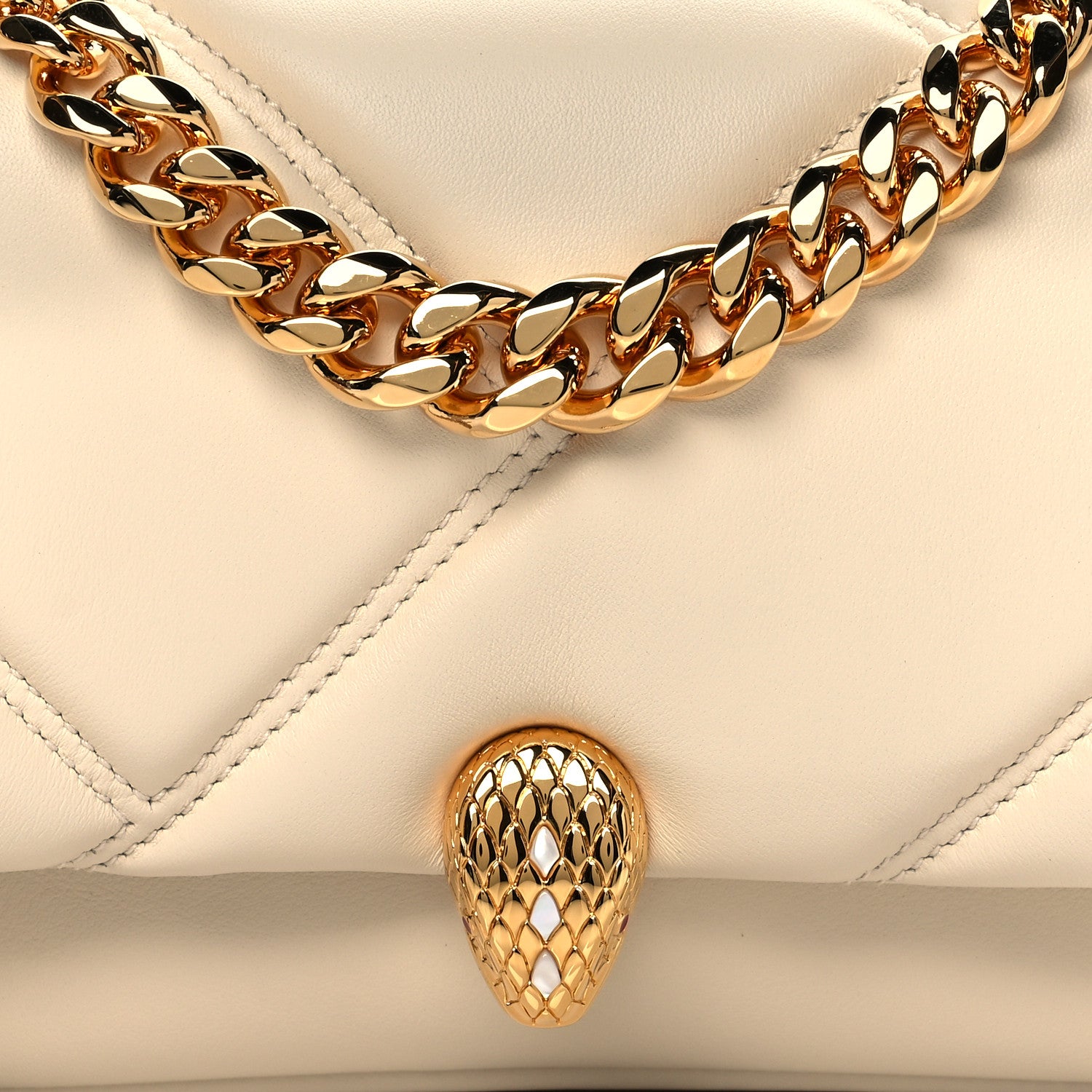 Bulgari Calfskin Matelasse Mini Serpenti Cabochon Crossbody Bag Ivory Opal 7 of 10