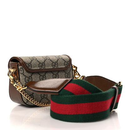 Gucci GG Supreme Monogram Azalea Calfskin Web Horsebit 1955 Wallet On Strap Beige Ebony Brown Sugar 3 of 10