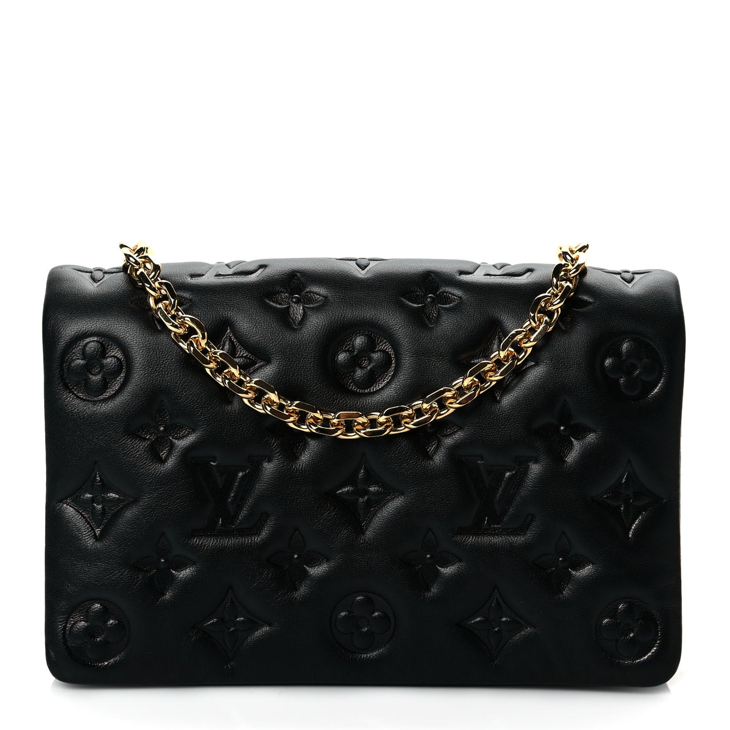 Lambskin Embossed Monogram Pochette Coussin Black