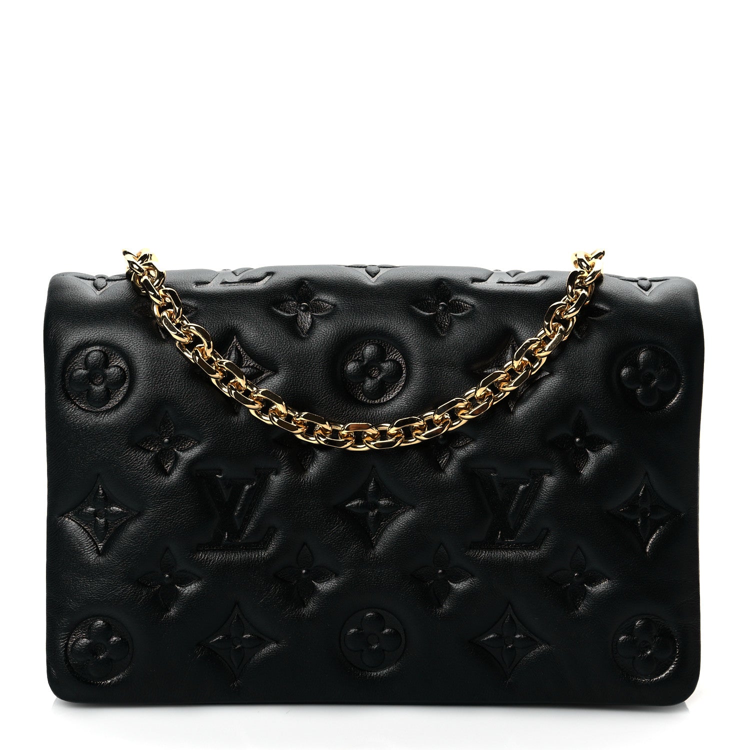 Louis Vuitton Lambskin Embossed Monogram Pochette Coussin Black 1 of 10