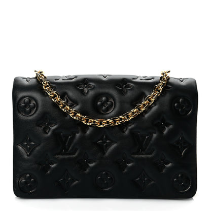 Louis Vuitton Lambskin Embossed Monogram Pochette Coussin Black 1 of 10