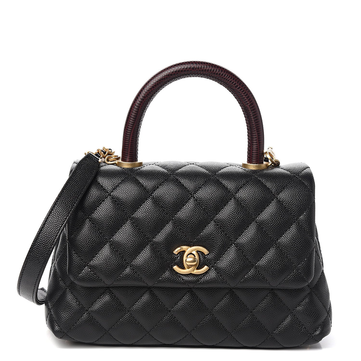 Chanel Caviar Lizard Embossed Quilted Mini Coco Handle Flap Black 1 of 9