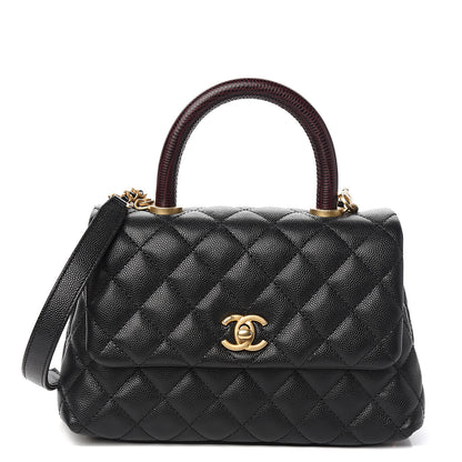 Chanel Caviar Lizard Embossed Quilted Mini Coco Handle Flap Black 1 of 9