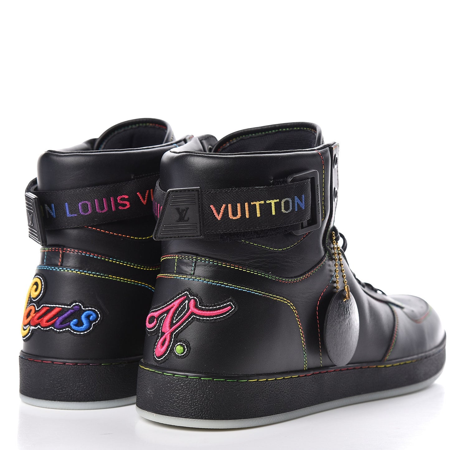 Calfskin Rivoli High Top Sneakers 10.5 Black Multicolor
