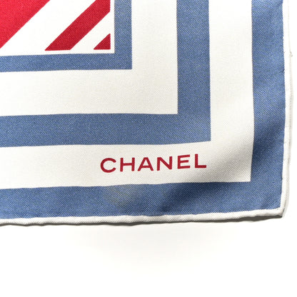 Chanel Silk Camellia Stripe CC Scarf Multicolor 2 of 3