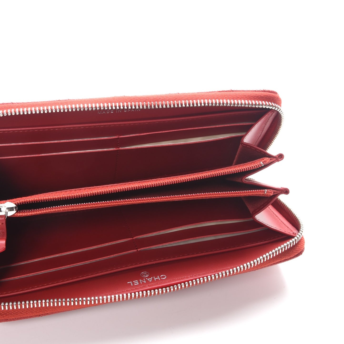 Caviar Quilted Large Gusset Zip Around Wallet Red