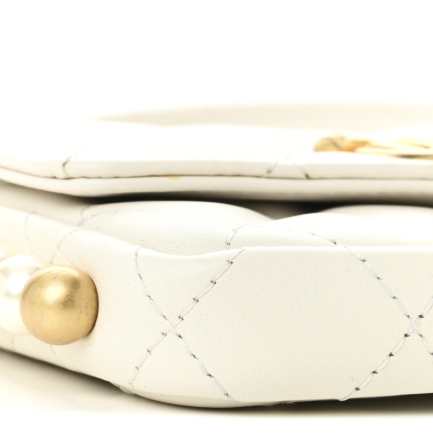 Chanel Calfskin Quilted About Pearls Card Holder Flap With Chain White 10 of 11