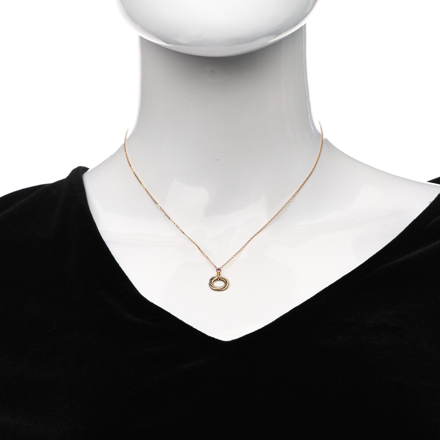 18K Pink Yellow White Gold Pink Sapphire Trinity Pendant Necklace