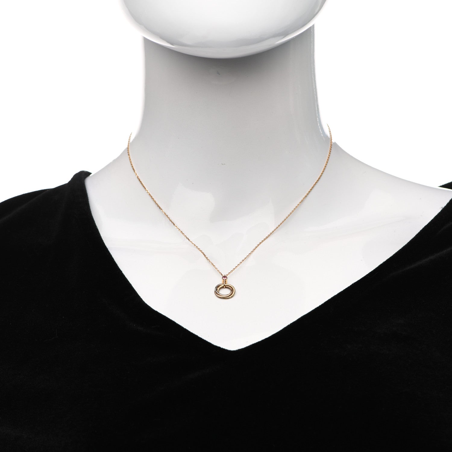 Cartier 18K Pink Yellow White Gold Pink Sapphire Trinity Pendant Necklace 2 of 5