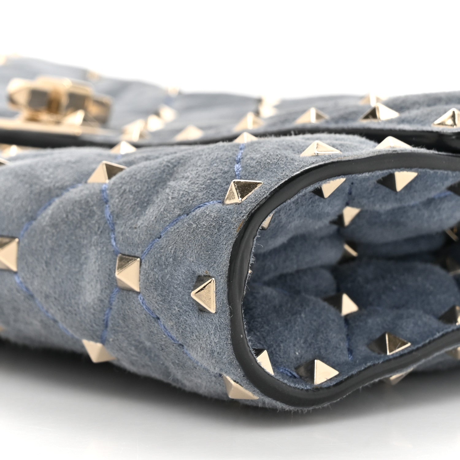Valentino Garavani Suede Rockstud Spike Wallet on Chain Bright Blue 8 of 12