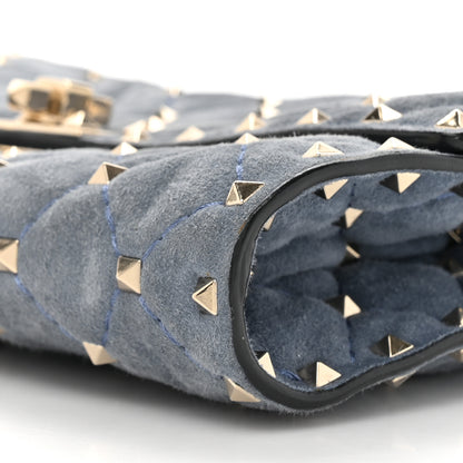 Valentino Garavani Suede Rockstud Spike Wallet on Chain Bright Blue 8 of 12