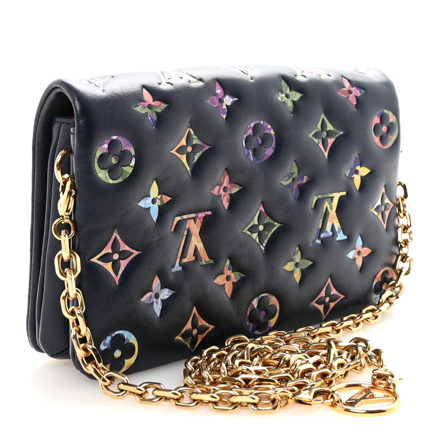 Louis Vuitton Lambskin Embossed Monogram LV Garden Pochette Coussin Navy 3 of 10
