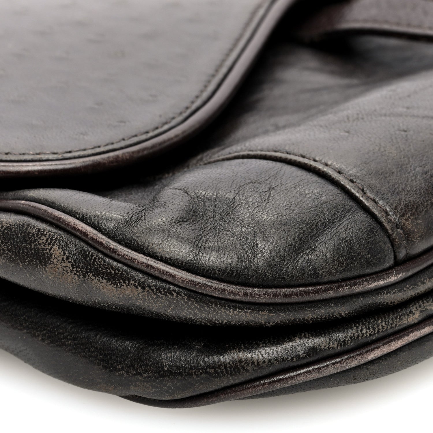 Christian Dior Ostrich Embossed Double Saddle Bag Brown 9 of 11