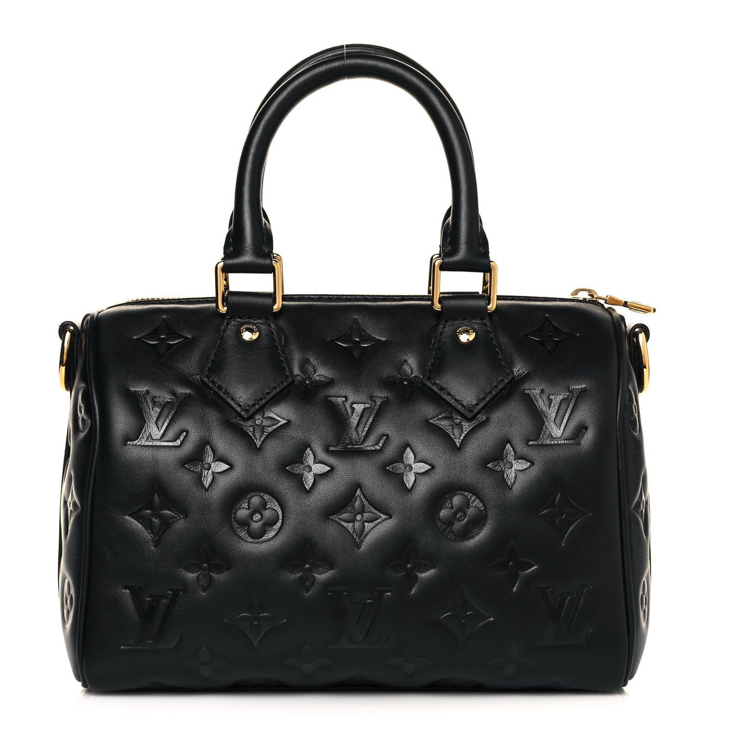 Lambskin Embossed Monogram Speedy 22 Bandouliere Black