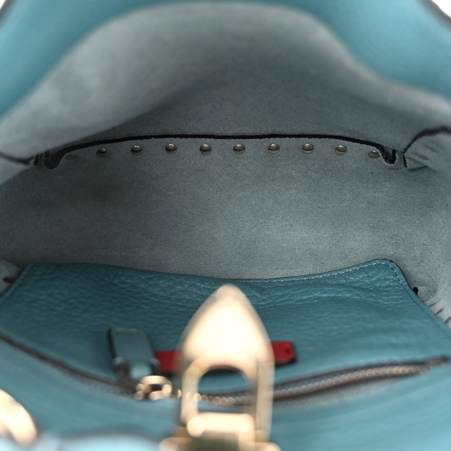 Pebbled Calfskin Mini Rockstud Flip-Lock Messenger Bag Atlantique