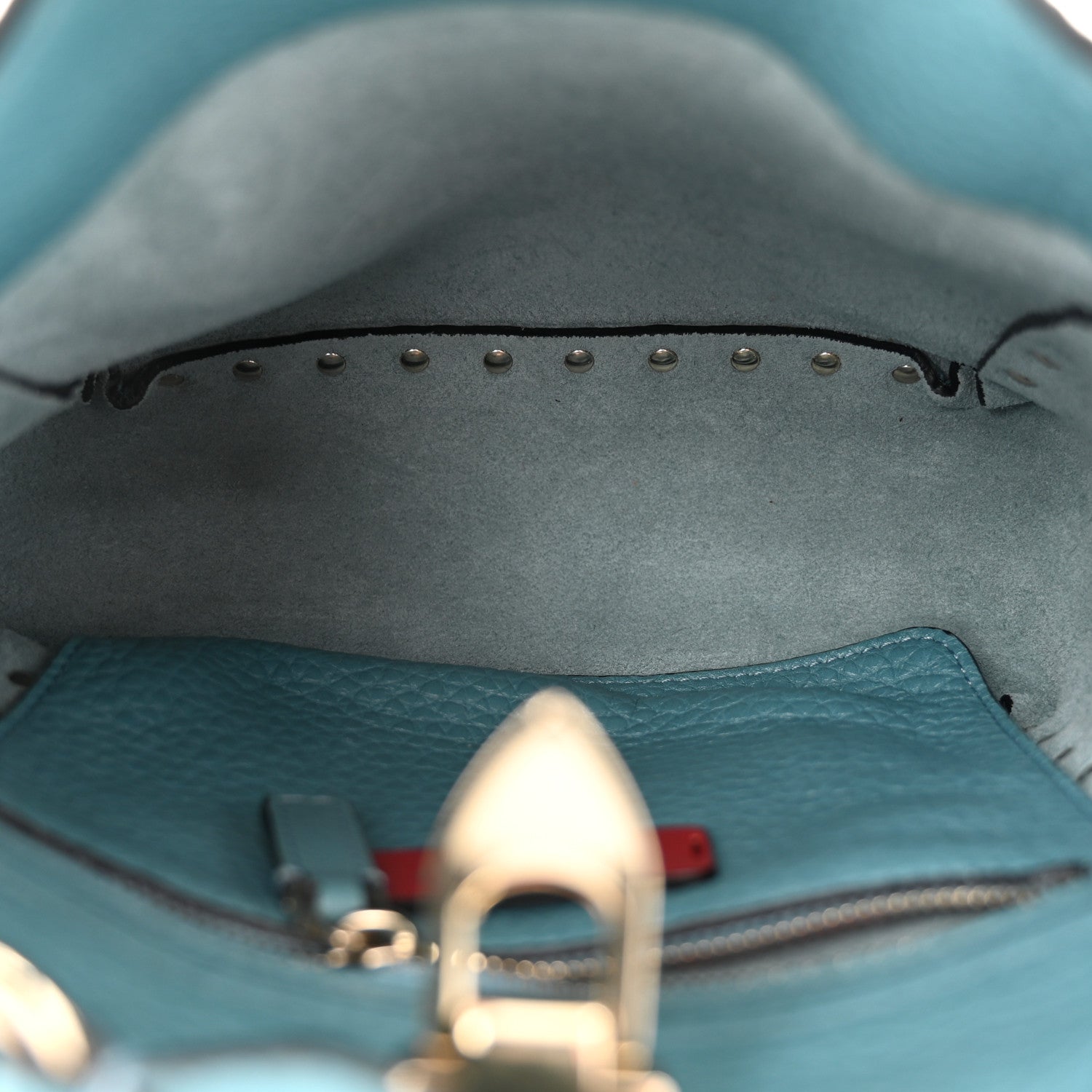 Valentino Garavani Pebbled Calfskin Mini Rockstud Flip-Lock Messenger Bag Atlantique 5 of 9