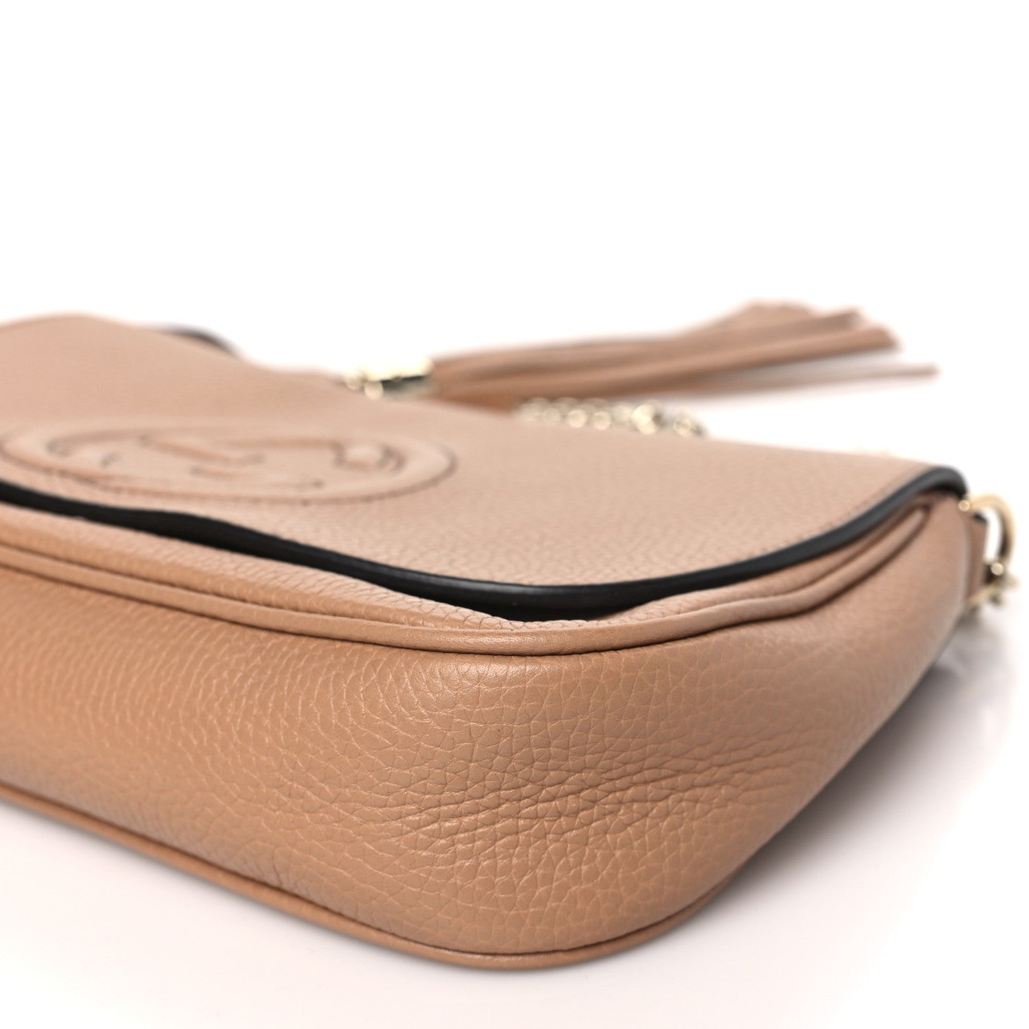 Gucci Pebbled Calfskin Medium Soho Flap Crossbody Camelia 9 of 9