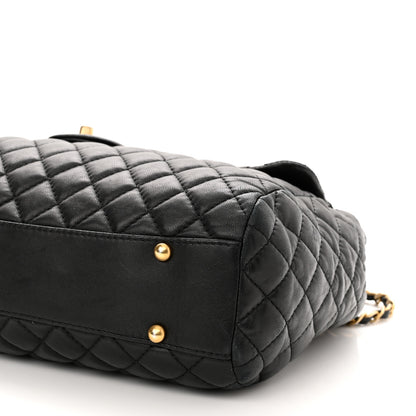 Chanel Lambskin Quilted Large Fluffy CC Shopping Tote Black 10 of 10