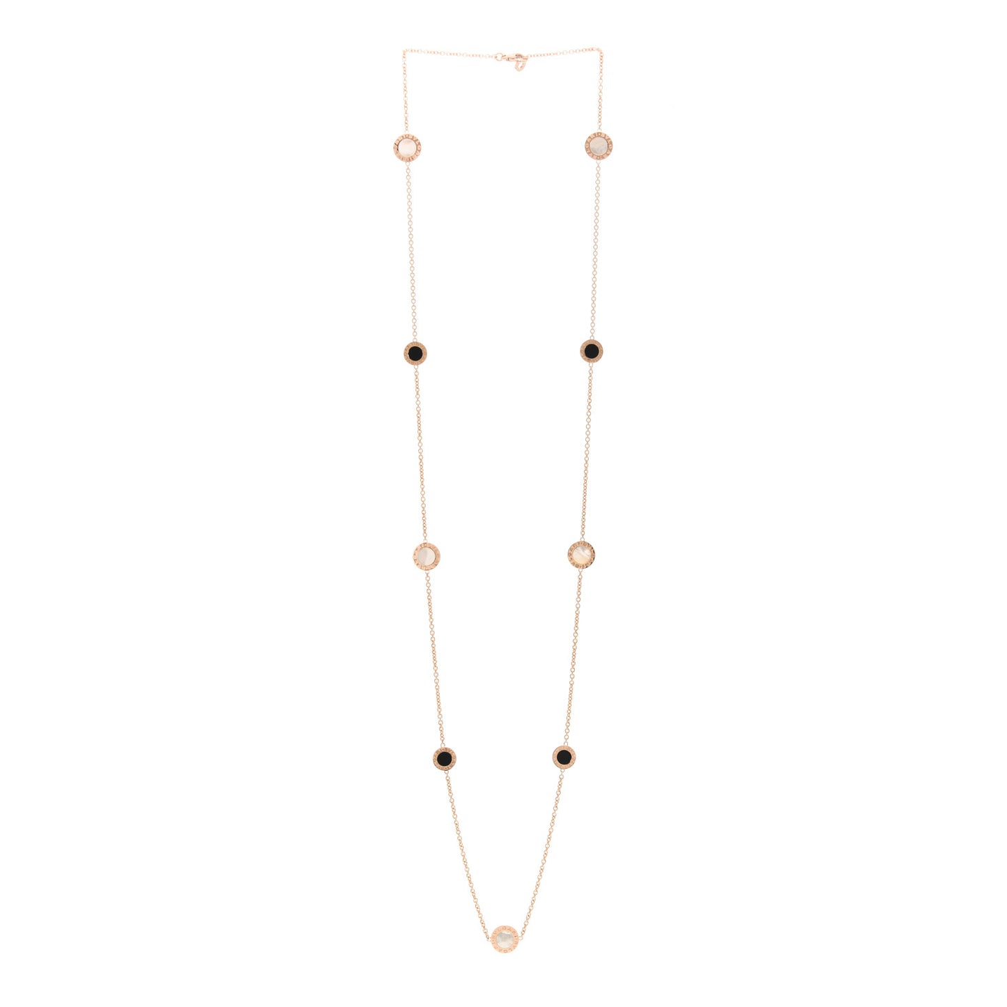 18K Rose Gold Black Onyx Mother of Pearl BVLGARI BVLGARI Long Station Necklace