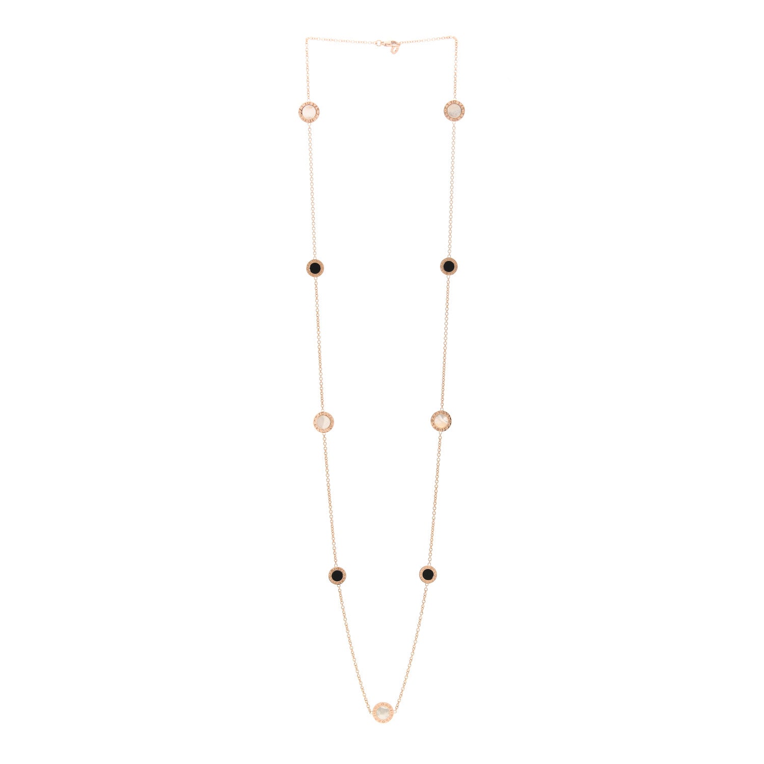 Bulgari 18K Rose Gold Black Onyx Mother of Pearl BVLGARI BVLGARI Long Station Necklace 2 of 7