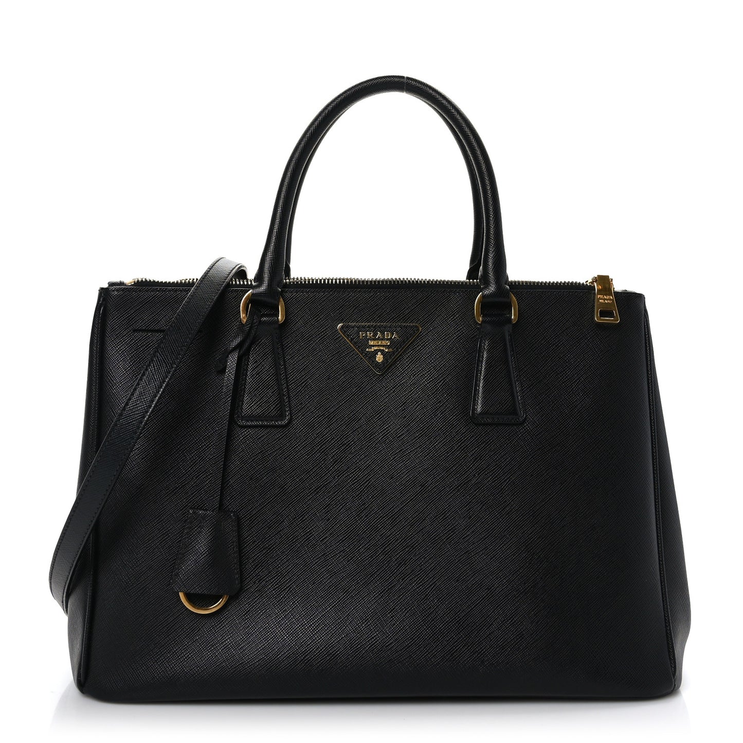 Saffiano Medium Galleria Double Zip Tote Black