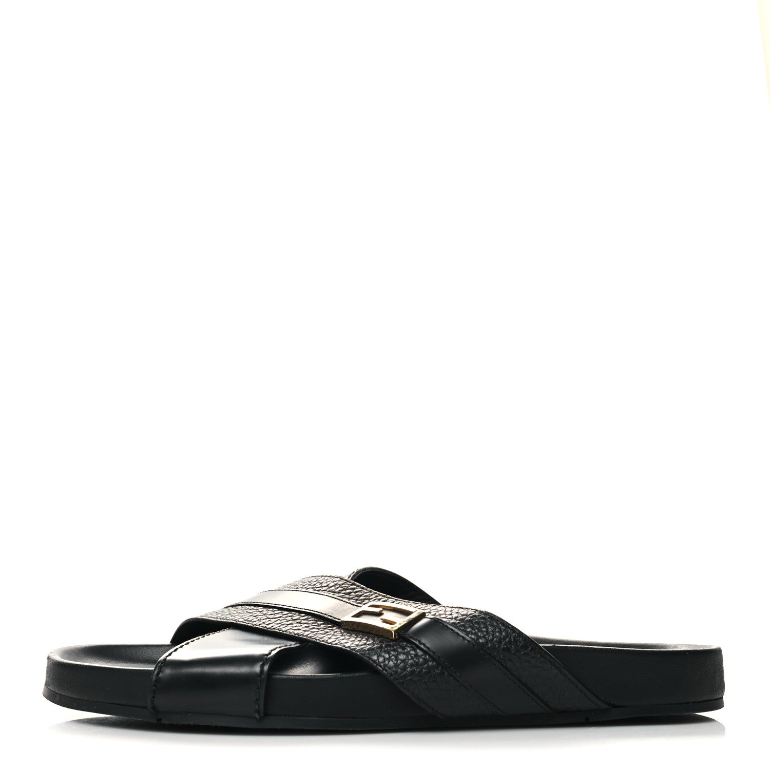 Fendi Calfskin FF Mens Slide Sandals 9 Black 1 of 8