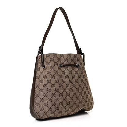 Gucci Monogram Small Drawstring Shoulder Bag Dark Brown 2 of 11