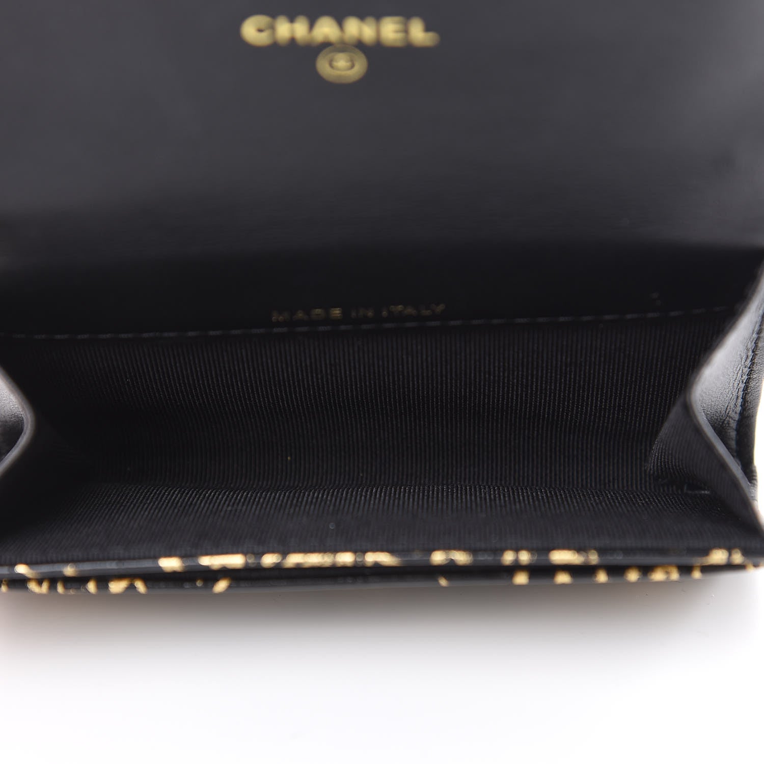 Chanel Calfskin Crocodile Embossed Graffiti 2.55 Cocodile Reissue Flap Card Holder Black Gold 5 of 9