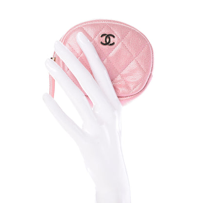 Chanel Iridescent Caviar Quilted Zip Around Classic Coin Purse Rose Pink 2 of 8