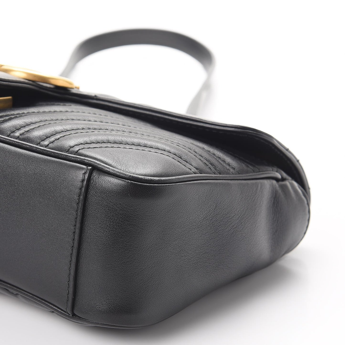 Calfskin Matelasse Small GG Marmont Shoulder Bag Black