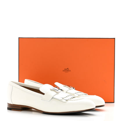 Hermes Calfskin Womens Royal Loafers 38 White 13 of 13