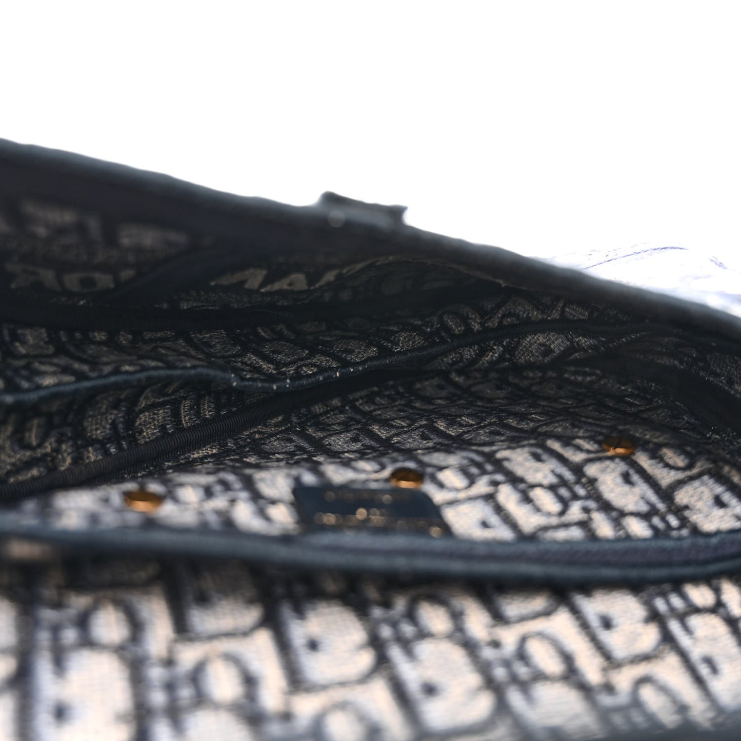 Oblique Embroidered Saddle Bag Blue