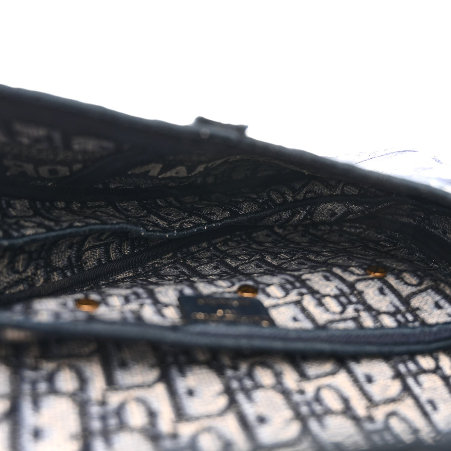 Christian Dior Oblique Embroidered Saddle Bag Blue 5 of 10