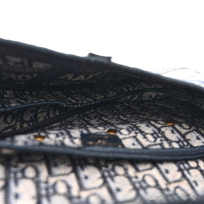 Christian Dior Oblique Embroidered Saddle Bag Blue 5 of 10