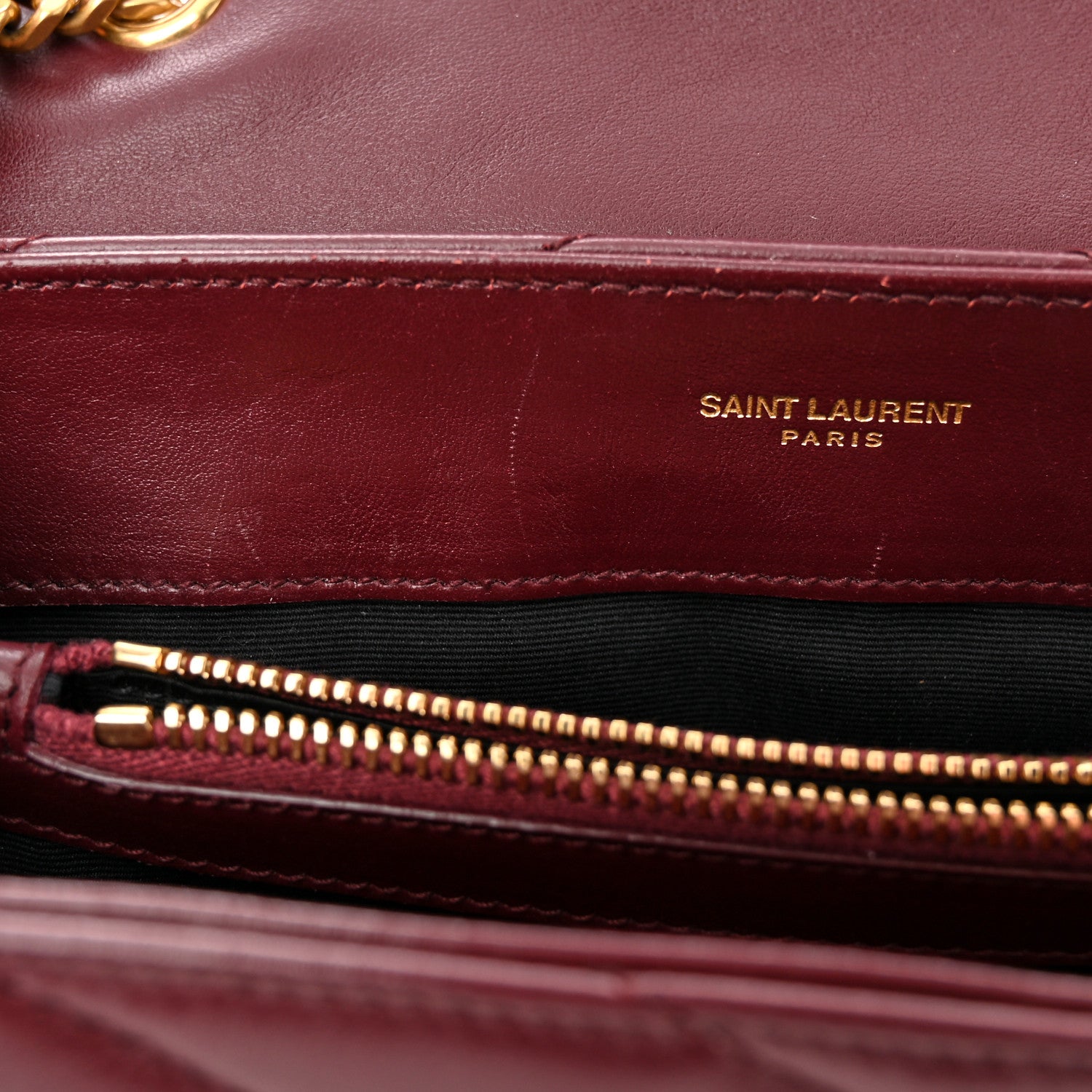 Saint Laurent Calfskin Y Quilted Monogram Small Loulou Chain Satchel Dark Legion Red 11 of 12