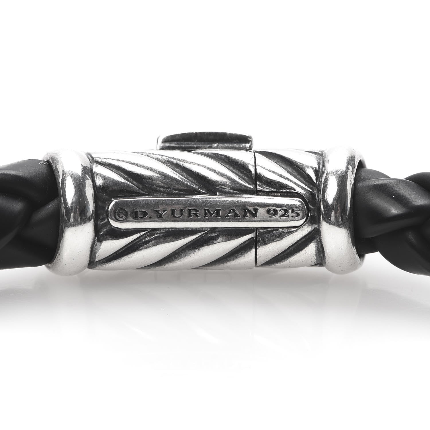 David Yurman Sterling Silver Rubber 8mm Chevron Weave Bracelet Black 5 of 5