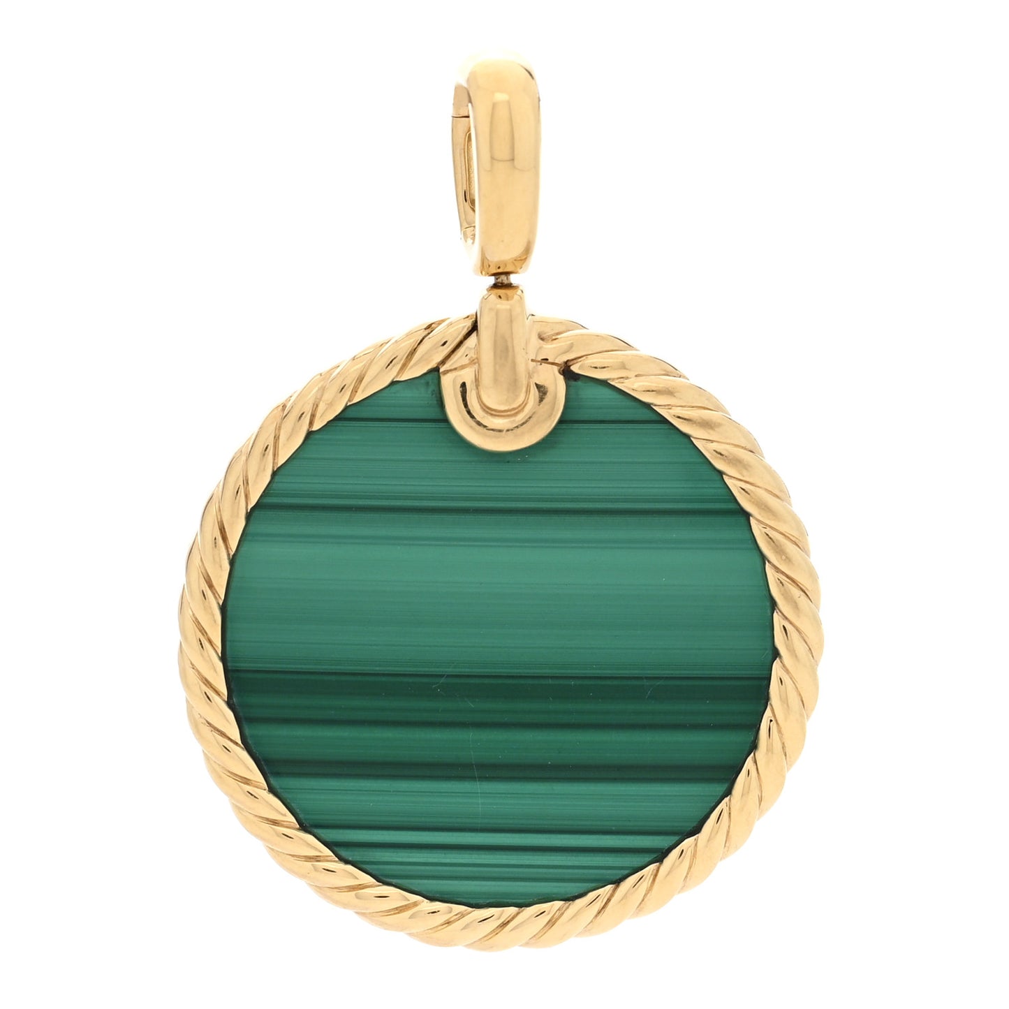 18K Yellow Gold Malachite DY Elements Disc Pendant