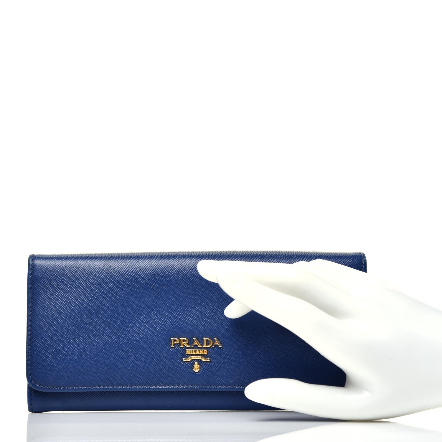 Prada Saffiano Metal Continental Flap Wallet Bleuette 2 of 7