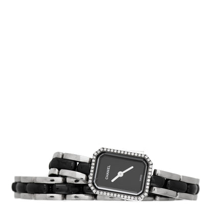 Chanel Stainless Steel Ceramic Diamond Bezel 16mm Premiere Triple Row Quartz Watch Black 2 of 5