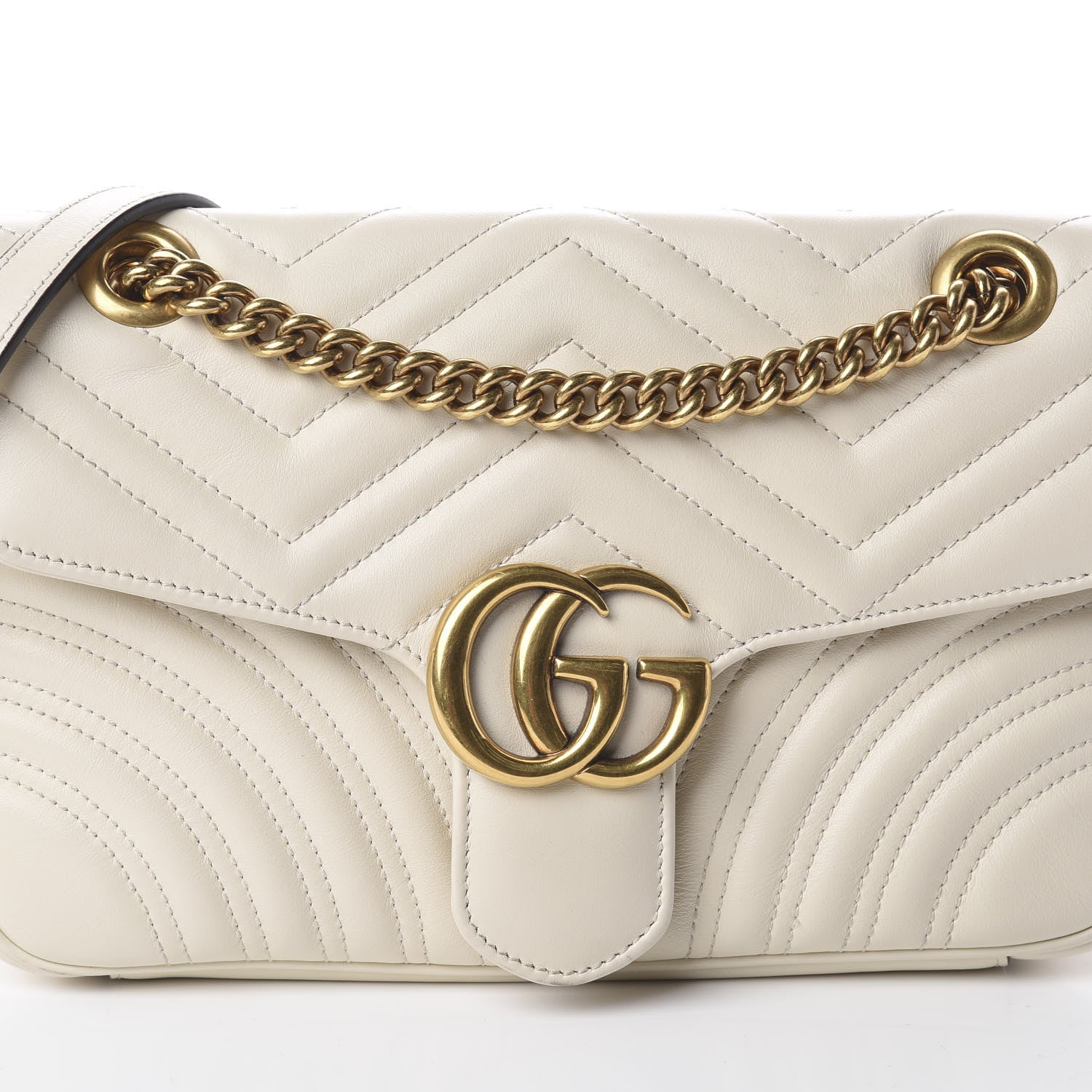Gucci Calfskin Matelasse Small GG Marmont Shoulder Bag White 8 of 8
