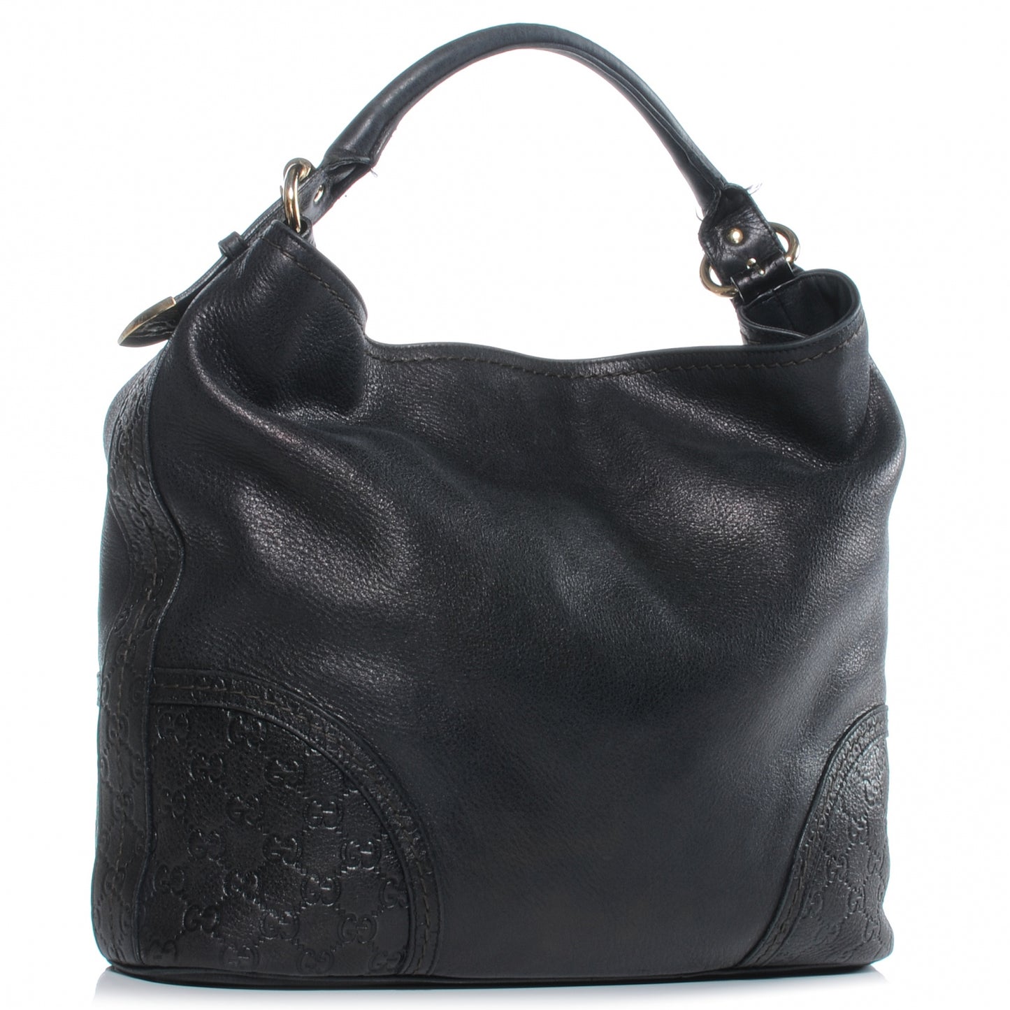 Leather Guccissima Large Signoria Hobo Black
