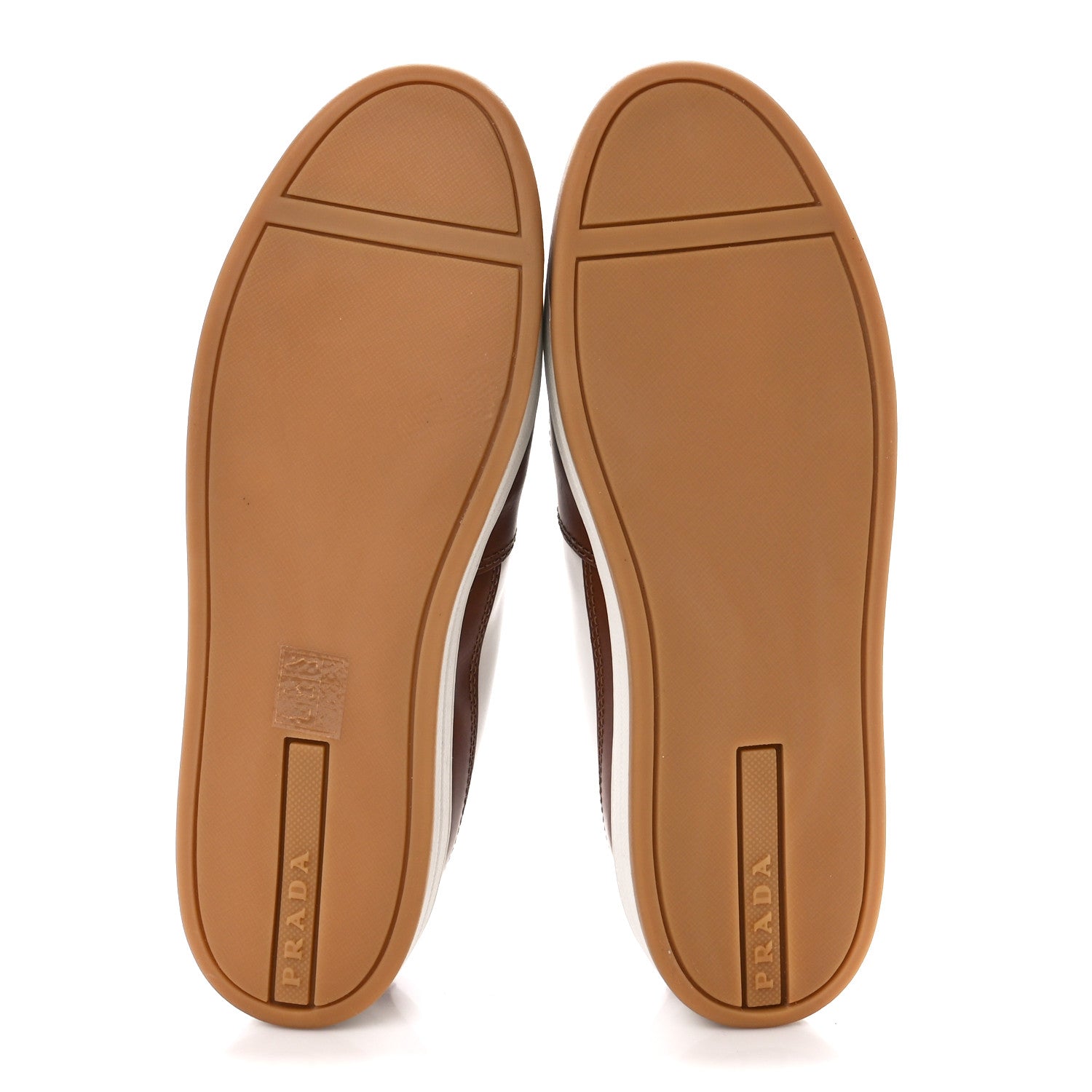 Prada Vitello Soft Low Top Sneakers 39 White Cognac 5 of 13
