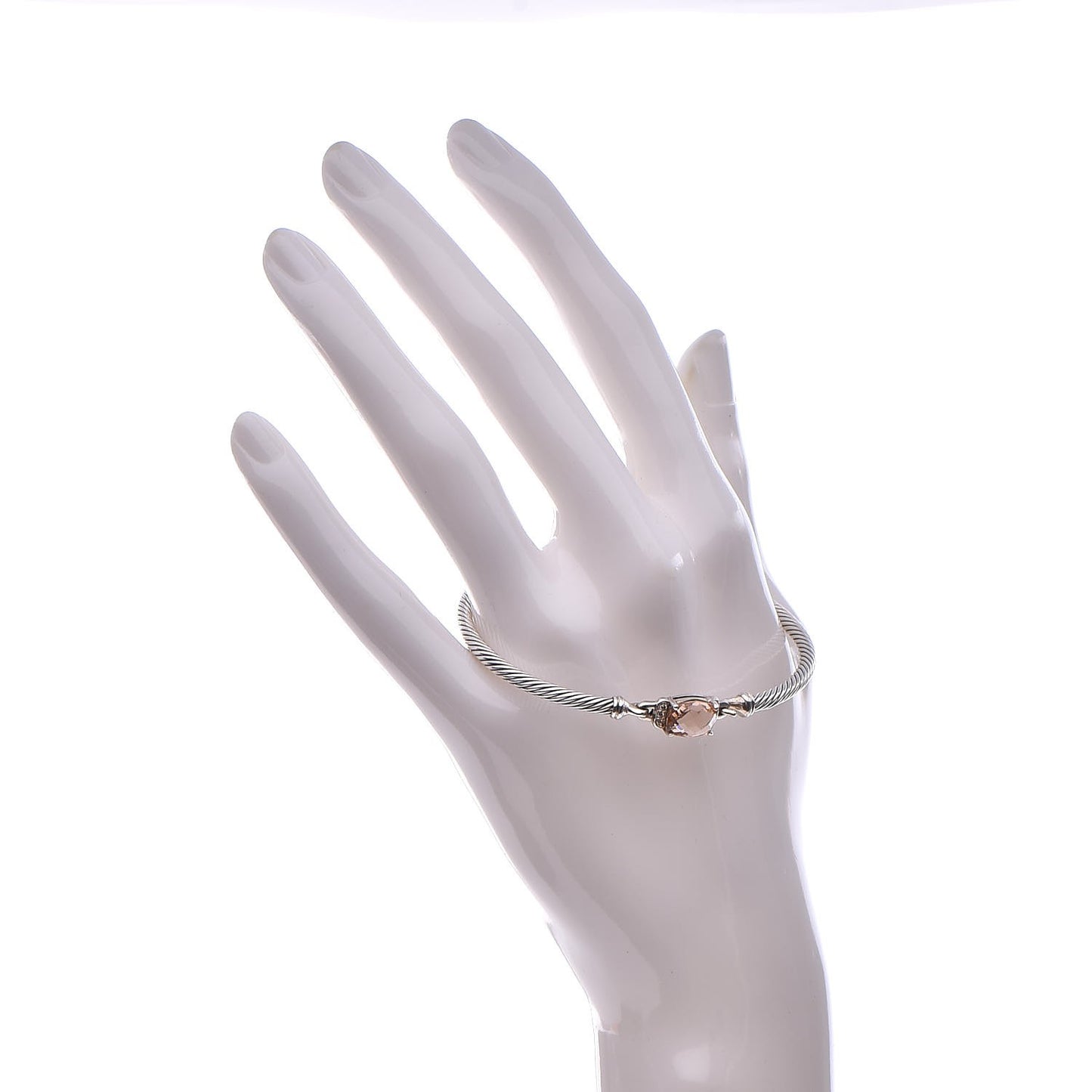 Sterling Silver Diamond Morganite 3mm Petite Wheaton Bracelet